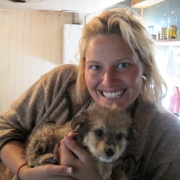 Kristin with the little puppy "Linguini."